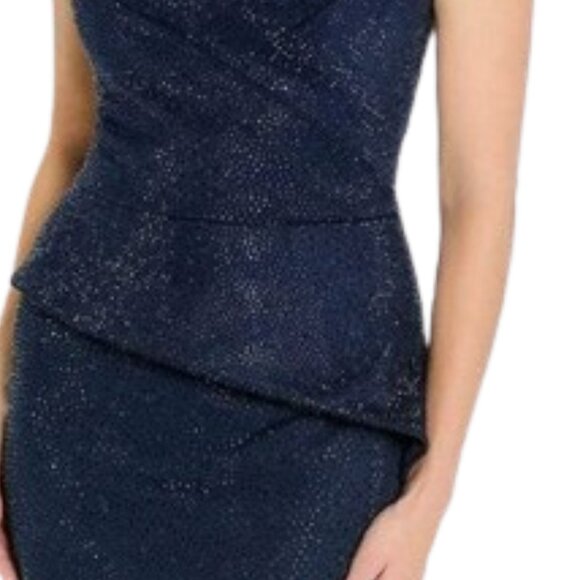 NWT Montage by Mon Cheri M536 Stretch Crepe Evening Dress Navy Size 12 - Picture 2 of 5